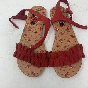 Girls Minnie Mouse Red Sandals Size 2 #FCB11